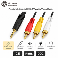 Kabel Audio Video AUX Stereo 3.5mm ke 3 RCA Male Plug dengan Selubung PVC untuk Kamera Komputer & Camcorder AV Kabel Video AV 3.5 mm ke RCA