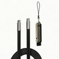 Cable de Carga Rápida USB C a C PD3.1 de 240W, 1.5M, Cable Plano de Silicona con Soporte para Teléfono y Embalaje en Caja de Color