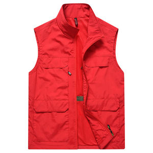Gilet da uomo in poliestere con cerniera Logo con tasche abbigliamento da lavoro colori fotografia gilet fotocamera giacca - Product Image 3