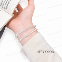 Bracelet superposé délicat pour femme en argent sterling S925 avec perles blanches, idéal pour les cadeaux d'affaires, fournisseur en gros OEM
