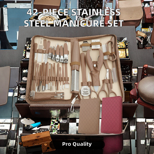 Ensemble de manucure professionnel 10 en 1, kit de coupe-ongles, outils de soin des pieds, acier inoxydable, boîte de toilettage pour femmes, 42 pièces, voyage, maison - Product Image 2