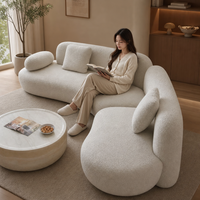 Canapé Boucle Courbé Moderne Minimaliste en Tissu Crème, Canapé Sectionnel pour Salon