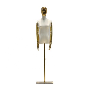 Maniquí de Mujer con Cabeza Cromada, Torso Envuelto en Tela, Parte Superior del Cuerpo, Maniquí Femenino Dorado para Exhibición de Ropa en Escaparates - Product Image 3