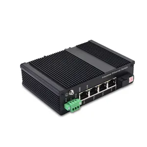 Interruptor industrial de ethernet, preço no atacado din rail 4 porta rj45 + 1 fibra ethernet switch