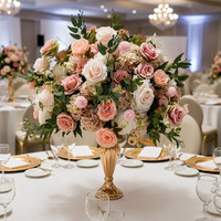 Boules de fleurs en soie rose pour centres de table, boules de fleurs rondes pour décorations de table