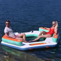 Hex Mesh Dock Équipement de jeu aquatique extérieur personnalisé Tapis de soleil flottant gonflable Île flottante pour Lake River