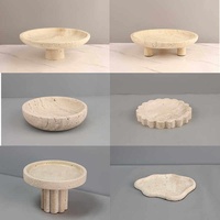 Plateau de service et de présentation en travertin beige de luxe pour la maison et l'hôtel, idéal pour le rangement de bijoux