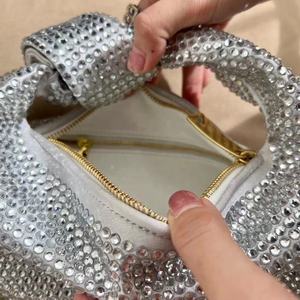 Bolso Jodie de cristal brillante de cuero genuino para mujer a la moda con nudo, bolsos Hobo para mujer, bolso de mano, monedero nuevo, monedero de noche - Product Image 2