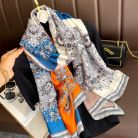 90*180Cm Mới Bắt Chước Silk Satin Hạt Điều Màu Sắc Phù Hợp Với Totem In Khăn Quàng Dài Khăn Choàng