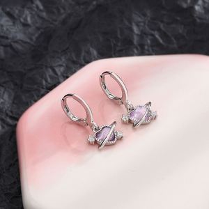 Arete Platinum Plated Micro-<b>studded</b> Minimalist Moonstone Heart <b>Earring</b> Hoop for Women Shiny Zircon Love Charm <b>Earring</b> - Product Image 2