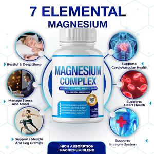 Capsule di Magnesio, Zinco, Calcio e <span class=keywords><strong>Vitamina</strong></span> <span class=keywords><strong>D3</strong></span> con Etichetta Privata, 1000 mg, Integratore per la Salute del Cervello, Capsule di Citrato di Magnesio - Product Image 2
