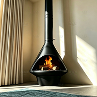 Poêle à bois conique rouge vibrant, best-seller, autoportant, en acier émaillé, avec cheminée cylindrique, chauffage d'ambiance