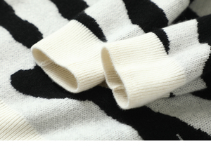 Designer produttore girocollo Trendy top lavorati a maglia autunno a righe moda inverno nero bianco Zebra modello Pullover <span class=keywords><strong>maglione</strong></span> donna - Product Image 5