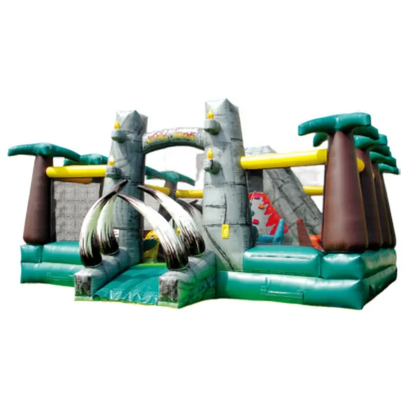 Giant Amusement Park Inflatable Fun City Playground Jurassic Adventure Funfair Activity Run Dinosaur Theme For Sale