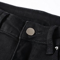 High Street Hommes Slim Fit Droite Hip Hop Style Denim Pantalon Américain Déchiré Élastique Conception Patchwork Streetwear Jeans Patchs