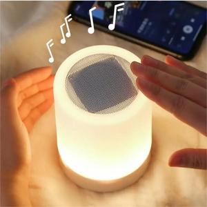 Nhà máy cung cấp Dimmable ánh sáng ban đêm nhỏ đồng hồ báo thức LED cạnh giường ngủ đầu giường cảm ứng đèn màu xanh răng Loa - Product Image 3