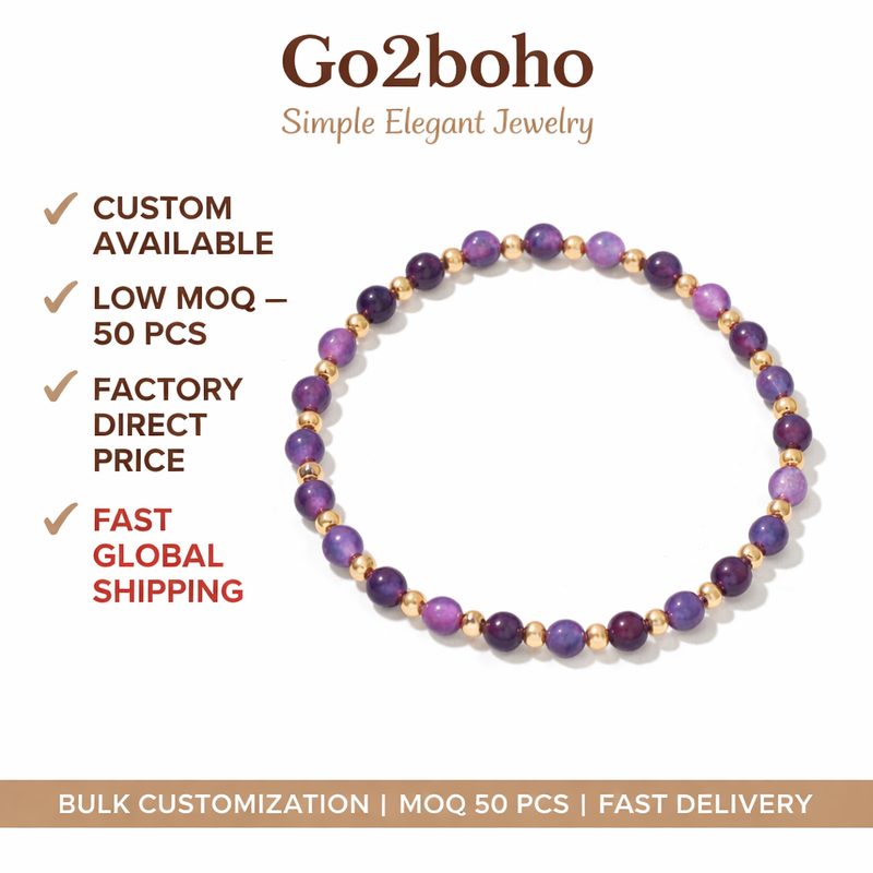 Go2boho Natural Stone Bracelets Set Chakra