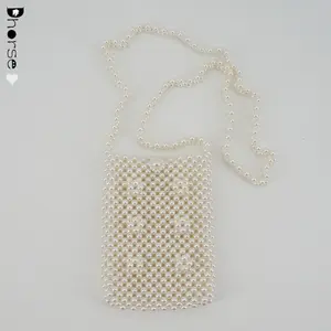 Ins fashion hot sell Dhorse pearl beaded cell phone shoulder bag