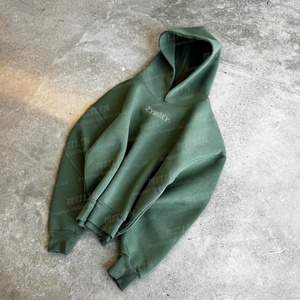 Sweat à capuche pour homme de haute qualité, coupe ample et oversize, vert, 500gsm 600gsm, avec logo personnalisé du fabricant pour marque de vêtements - Product Image 2
