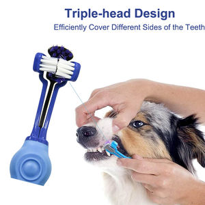 तीन पक्षीय पालतू पालतू टूथब्रश जानवरों दंत देखभाल ब्रश उपकरण कुत्ते ट्रिपल सिर वाली बिल्ली मौखिक सफाई ब्रश - Product Image 4