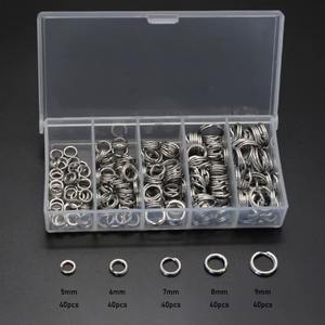 Kit d'accessoires de pêche Plug Fishing 200 pièces 5mm-9mm anneaux fendus en acier inoxydable pour eau salée, appâts durs - Product Image 2