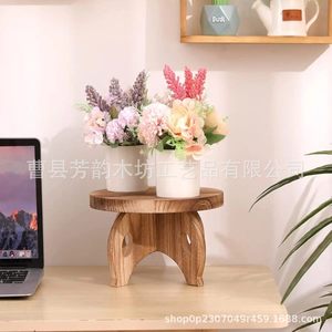 Solid Wood Plant <b>Stand</b> Round Desktop Indoor Flower Pot Display Base Modern Design Multi Purpose - Product Image 3