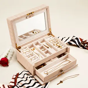 Luxe Cosmetische Opbergdoos Gift Verpakking Case Delicate Lederen Grote Sieraden Doos Organisator