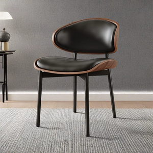 Sillas de mesa de comedor de madera maciza de diseño moderno Sillas de café de sala de estar de cuero de color personalizado - Product Image 2
