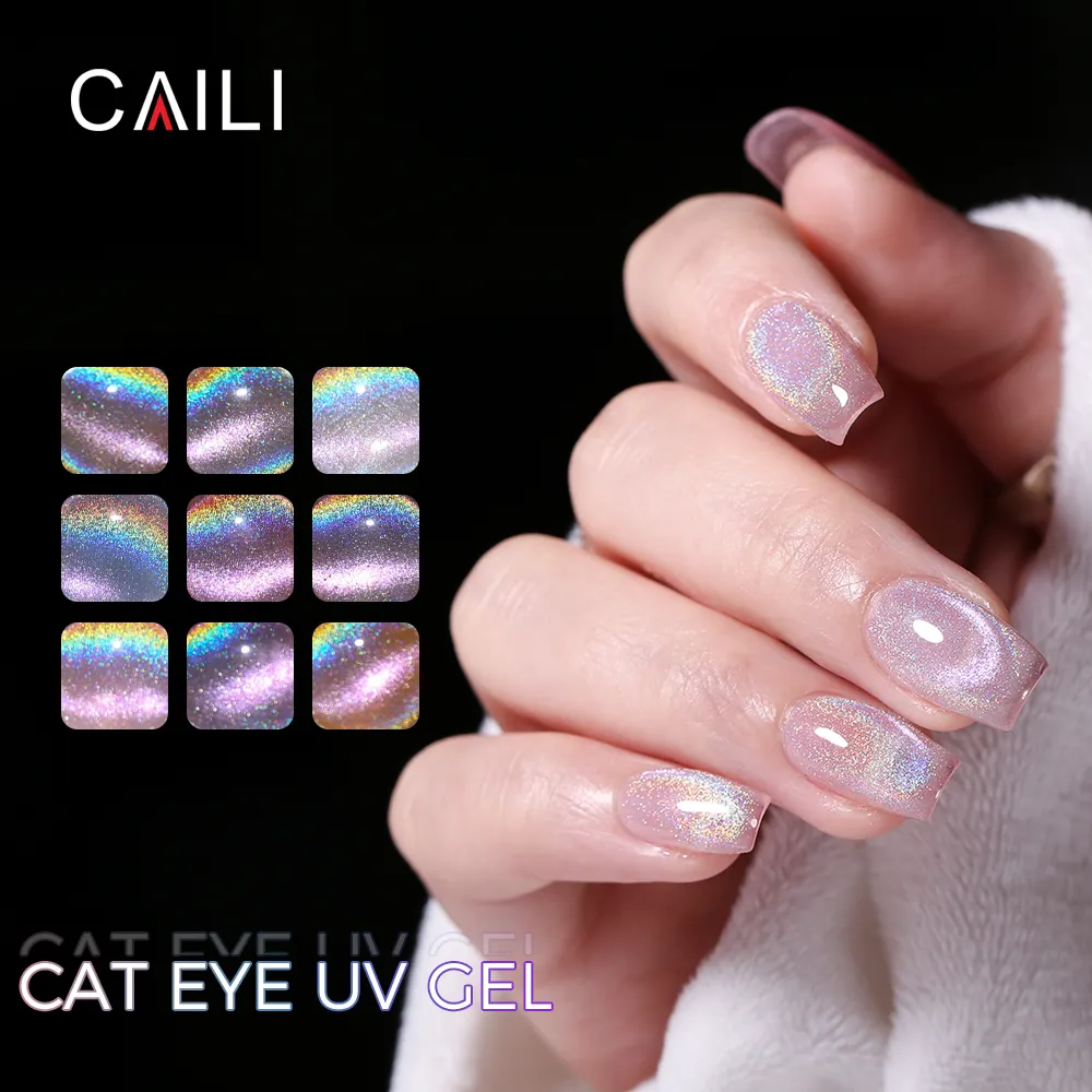 CAILI 개인 라벨 흡수 전능베이스 젤 레이저 레인보우 9d 고양이 눈 UV Led 젤 폴란드어