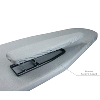 Planche à repasser pliable à trois niveaux réglable en métal avec 4 pieds en acier, type sur pied, pour la maison, la buanderie, le dortoir, incluant un porte-vêtements