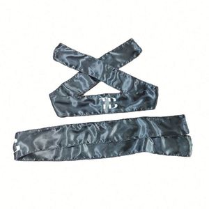Bonnet de nuit personnalisable, bandeau, sac de rangement à cordon, logo privé, bonnets noirs et colorés, et foulard en satin pour femmes - Product Image 2