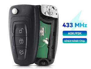 Llave de Coche de Repuesto para Ford Focus, Mondeo, C-Max, S-Max, <span class=keywords><strong>Fiesta</strong></span> 2013+, Control Remoto Plegable de 3 Botones, Chip HU101 434Mhz 4D63 - Product Image 4