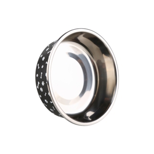 Tazón de Acero Inoxidable para Perros con Diseño de Huella Negra, Base Antideslizante Duradera, Tazón Moderno para Alimentar Perros y Gatos - Product Image 3