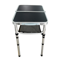 Petite table en aluminium pliante à hauteur réglable pour camping portable avec filet