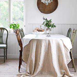 140x180cm Pure Linen <b>Table</b> Cloth With Embroidery <b>Table</b> Cover for Hotel Stone Washed Solid Color Home Wholesale Customizable - Product Image 2