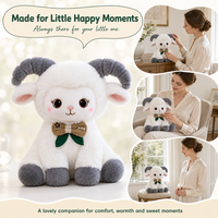 Mouton en peluche avec cornes grises bouclées, jouet en peluche blanc doux, cadeau