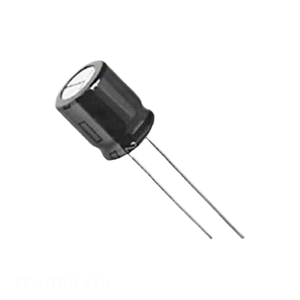 Condensador de canal del fabricante, de orificio pasante, de aluminio, 470uF 20% 25V, radial TH 470 uF EEU-TP1E471L - Product Image 1