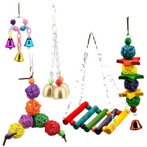 Набор игрушечных качелей-колокольчиков, подвесные принадлежности для птиц, аксессуары для клетки