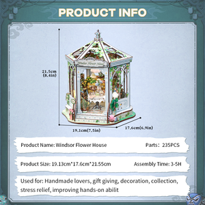 CuteBee Gran Oferta Kit DIY Book Nook GHGC401 Casa de Flores <span class=keywords><strong>Windsor</strong></span>, Rompecabezas 3D de Madera, Casa en Miniatura DIY para Adultos - Product Image 2