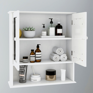 Bathroom <b>Wall</b> Cabinet With Double Mirror Doors And <b>Shelf</b> For Storage - Product Image 4