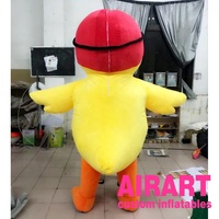 Costume gonflable de canard jaune de dessin animé en peluche de nouvelle conception pour l'activité commerciale, costume gonflable de canard d'activité interactive de magasin