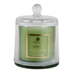 Candela Profumata ELEVARRE Serene in Barattolo di Vetro da 6oz con Coperchio, Fragranza Zenzero e Tambour - Product Image 1