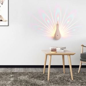 Hot Selling Peacock Night Light Promotional Iron Wall Hanging Decorative <b>Remote</b> <b>Control</b> Projection <b>Lamp</b> with 2 Colors for Home - Product Image 5