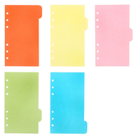 Vente en gros de séparateurs de poche en plastique A5 A6 B5 multicolores, séparateurs à 6 anneaux, cartes d'index pour agenda de voyage, carnet