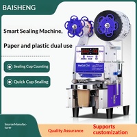 Machine de scellage automatique universelle 90-95 mm, scelleuse commerciale pour gobelets en papier et en plastique pour thé au lait et boissons à base de soja