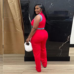 AL322 Denim 2 pezzi Set di pantaloni da donna alla moda con cerniera <span class=keywords><strong>canotta</strong></span> a righe e gamba <span class=keywords><strong>larga</strong></span> Jeans abbigliamento Casual 2025 - Product Image 6