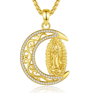 Collar de la Virgen María Merryshine, Regalo Católico, Colgante de Luna, Amuleto, Joyería de la Virgen María, Nuestra Señora de Guadalupe - Product Image 2