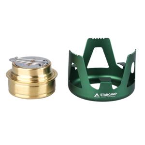 STARCAMP ミニ ポータブル アウトドア キャンプ用アルコールストーブ 軽量真鍮製スピリットバーナー アルミスタンド付き バックパッキング BBQ用 - Product Image 3