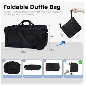 65L 撥水ジムバッグ シューズコンパートメント付き 折りたたみ式トラベルダッフル 大型パッカブルバッグ 耐引裂性フィットネスバッグ - Product Image 2