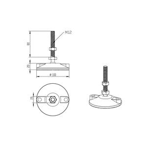 الشركة المصنعة في الصين ، أثاث مستعمل بقاعدة انزلاقية كبيرة دوارة بفتحة * m12 * بقاعدة نايلون ، طاولة قدم سويف مستعملة - Product Image 3